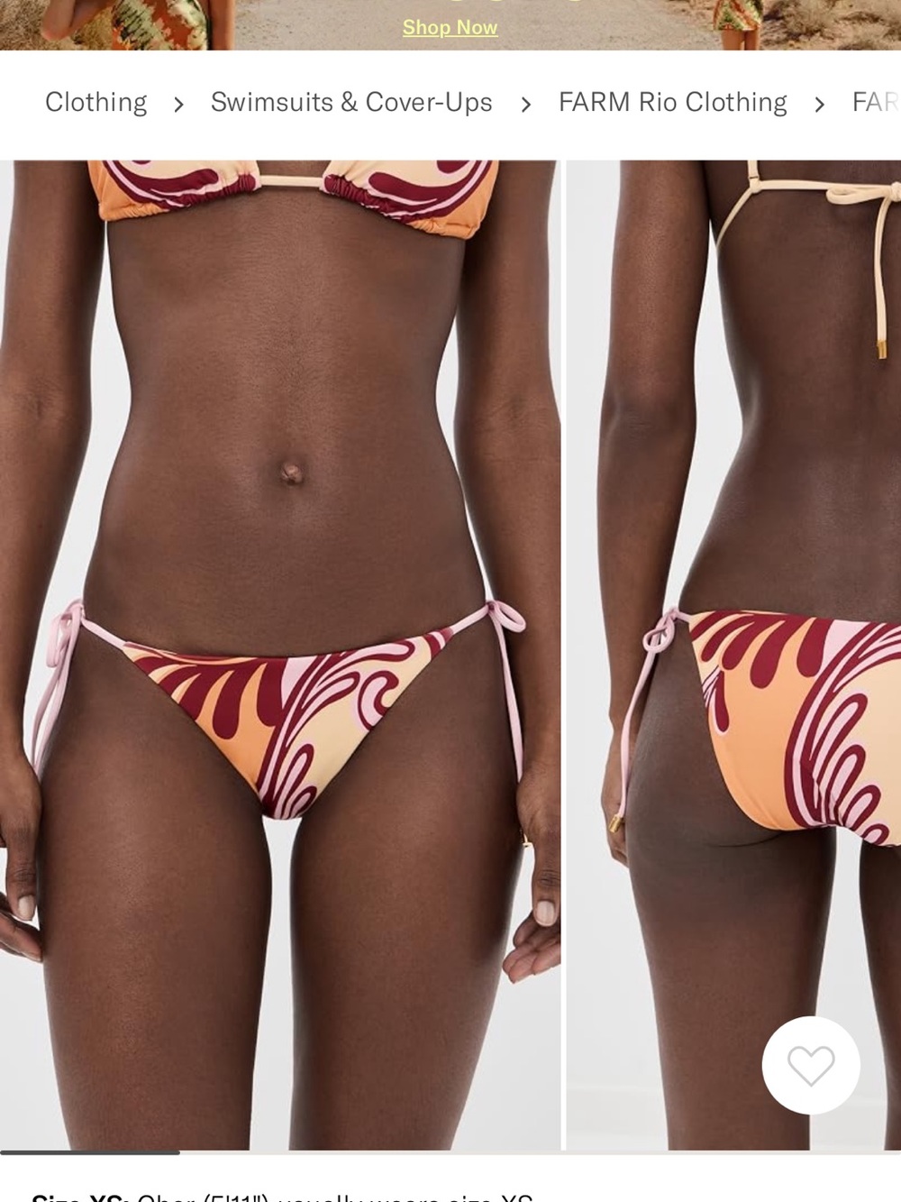 FARM Rio Arabesc Soft Yellow Tie Side Bikini Bottoms